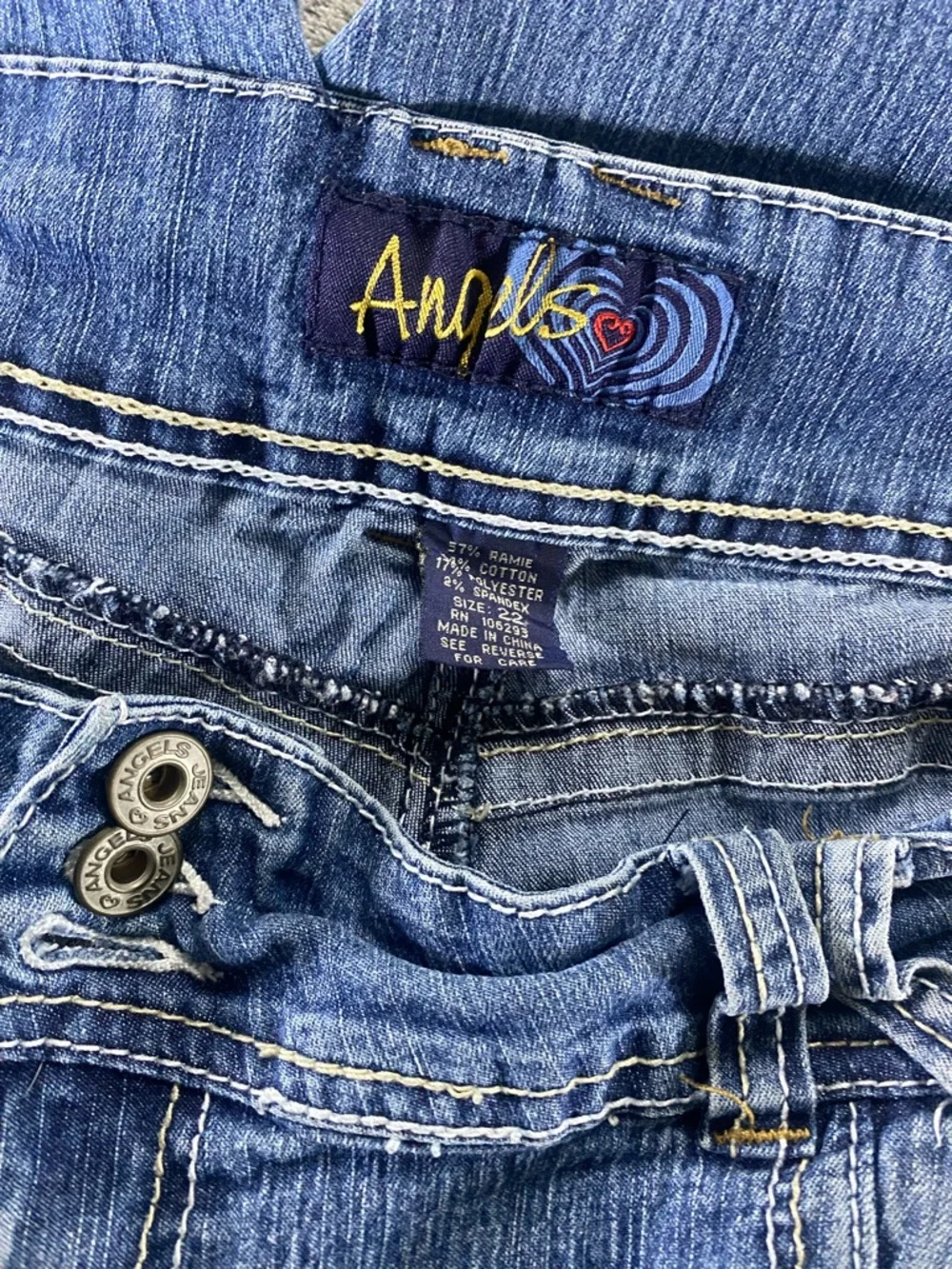 Angels Distressed Stretch Jeans Size 22 Plus Blue Denim